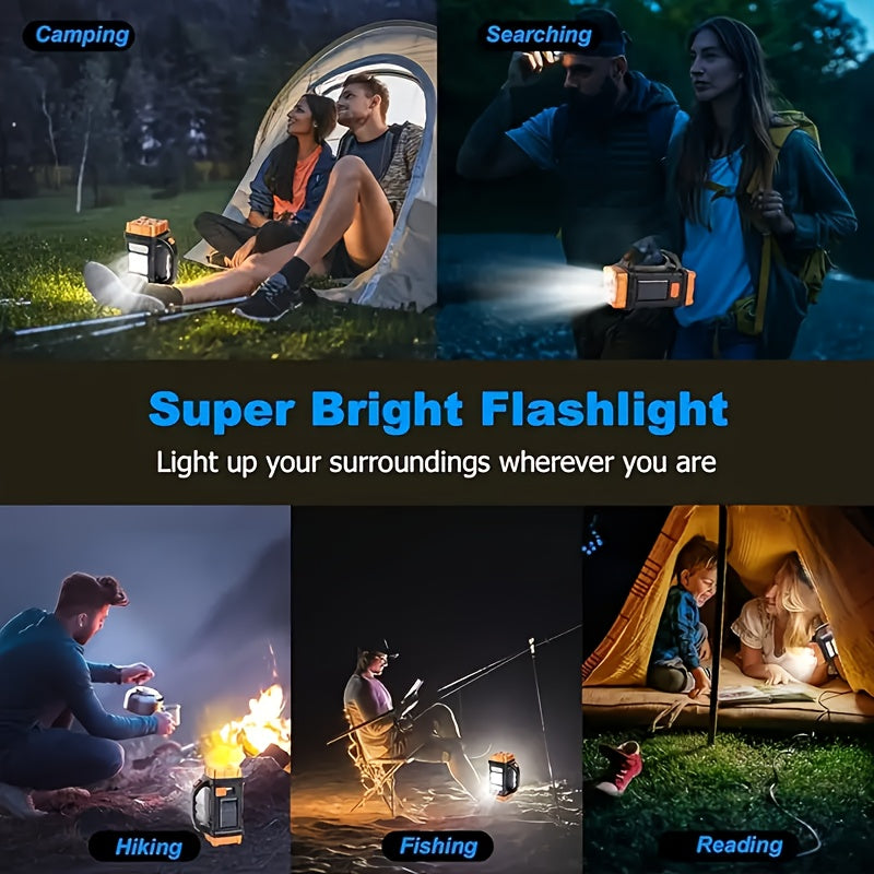 Multifunctional LED Solar Camping Light – Bright Portable Rechargeable Flashlight for Outdoor Hiking and Camping