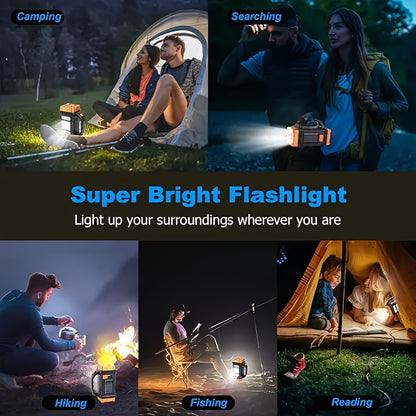Multifunctional LED Solar Camping Light – Bright Portable Rechargeable Flashlight for Outdoor Hiking and Camping