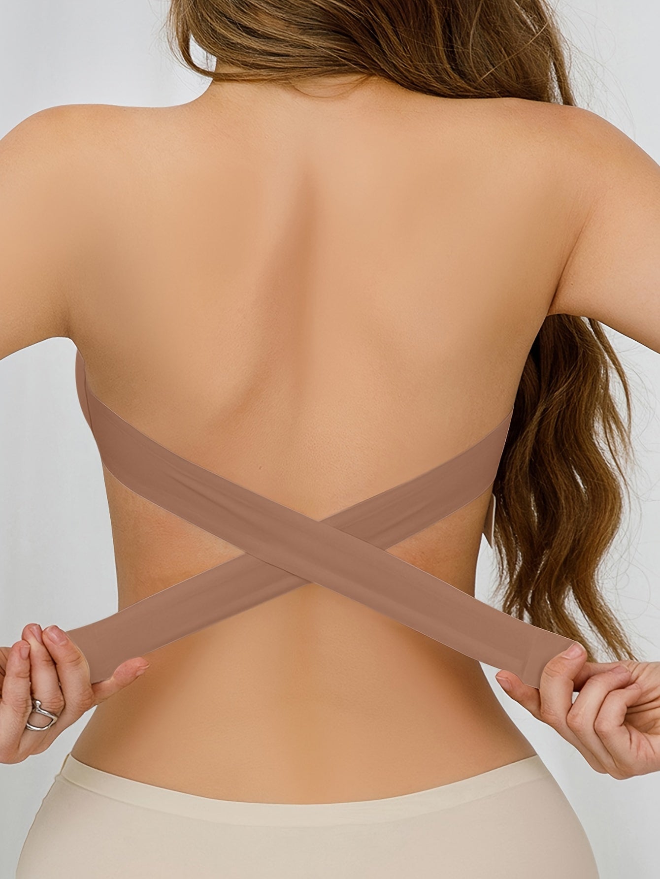 Sexy Wireless Bandeau Bralette - Removable Padding, Cross Strap Detail, Stretch Fabric (75% Nylon, 25% Elastane) for Adults