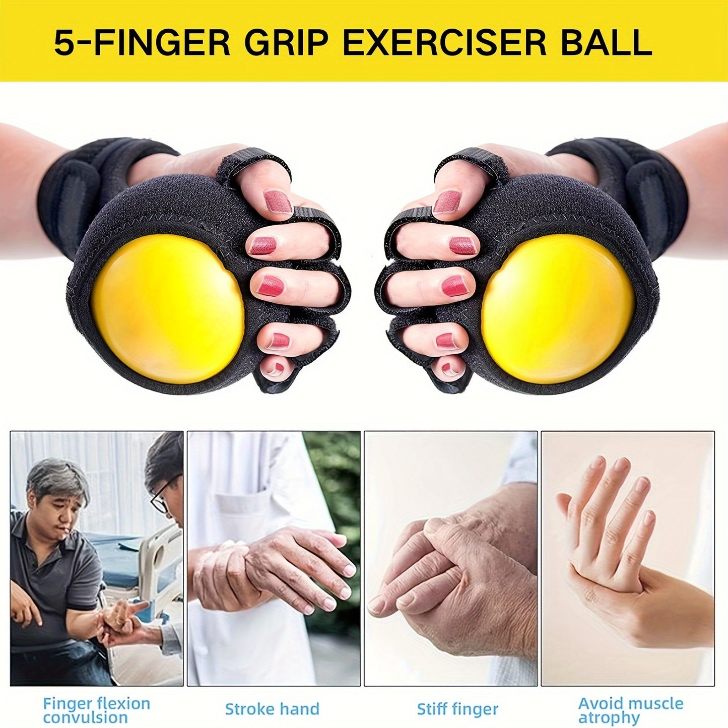 Hand Grip Strength Exerciser Ball – Finger & Wrist Rehabilitation Training Squeezer for Stretching and Strengthening