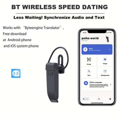 PEIKO World Language Translator Earbud - Instant Translation for 32 Languages and 44 Accents | High-Fidelity Audio, Offline for 11 Languages | Portable, Seamless Communication