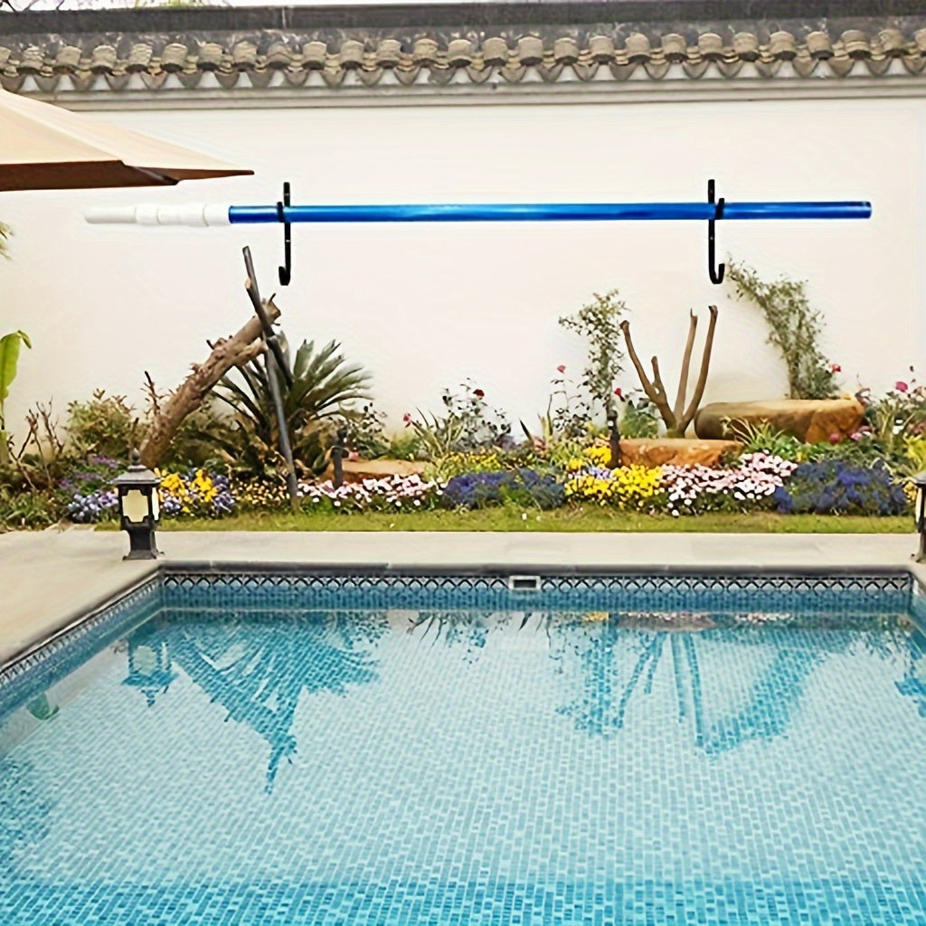 2-Pack Heavy-Duty Metal Pool Pole Hangers - Wall Mounted Hooks for Pool and Garden Tools, Includes Rakes, Skimmers, Nets, with Protective Rubber Caps