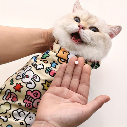 Chatoll Cat Grooming Wrap: Soft, Scratch-Resistant Polyester Pet Protection Sleeve for Easy Medication and Cleaning