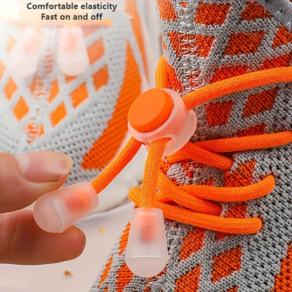 Round No-Tie Elastic Shoelaces – Stretchable Laces for Sneakers, Casual & Skate Shoes