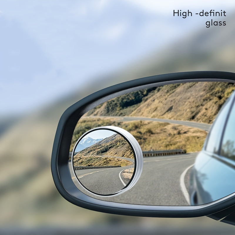 W4pcs Round Convex Blind Spot Mirrors - Universal Front View Fit, Wide Angle Vision, Crystal Clear Image, Easy Installation for All Vehicles