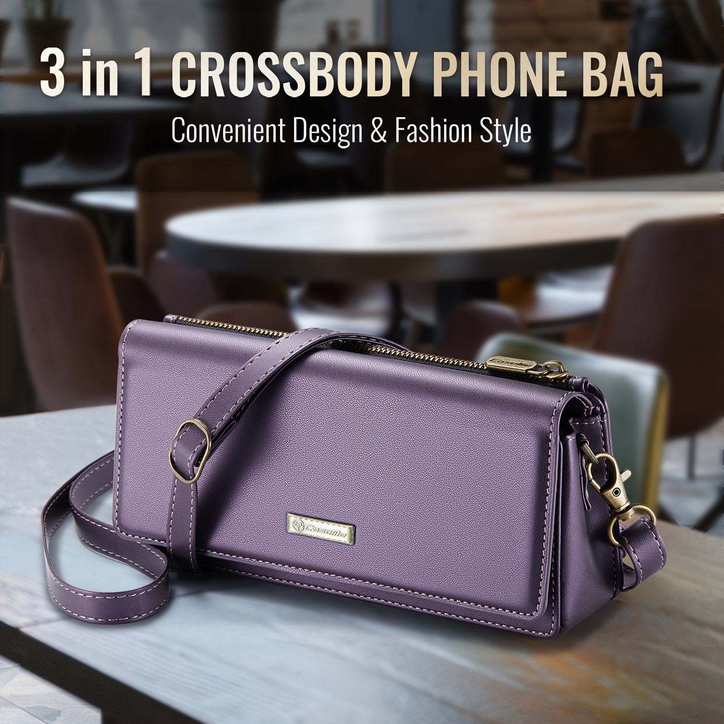 Crossbody Cell Phone Wallet for Women - RFID Blocking, Multi Card Slots, Detachable Wristlet and Shoulder Strap, Zipper Pocket