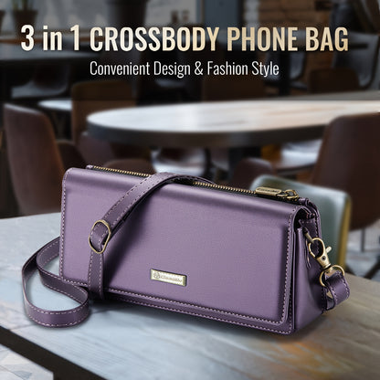 Crossbody Cell Phone Wallet for Women - RFID Blocking, Multi Card Slots, Detachable Wristlet and Shoulder Strap, Zipper Pocket