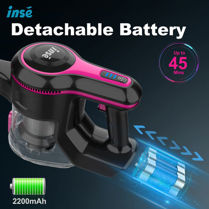 INSE 6 in 1 Cordless Stick Vacuum Cleaner – Lightweight and Powerful, Rechargeable 2200mAh Battery