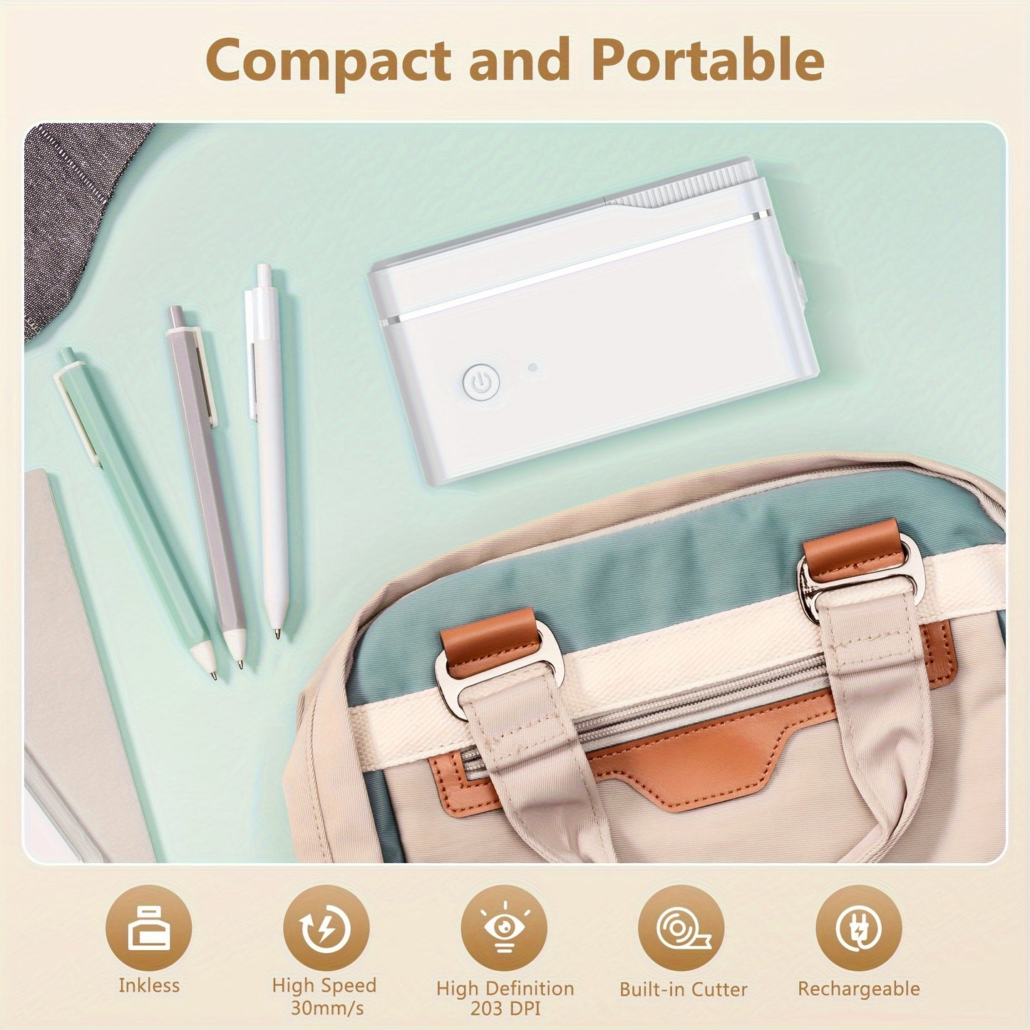 P31S Label Maker Machine with Tape - Portable Wireless Thermal Printer for Office & Home, Mini Sticker Maker with Multiple Templates, White