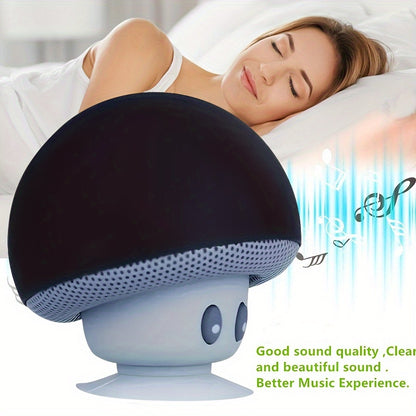 Mushroom Portable Wireless Speaker with Suction Cup Stand - Stereo Sound, Button Control, USB Rechargeable, 200mAh Battery, Compact Subwoofer for Smartphones/Tablets - Ideal for Travel & Outdoor Use