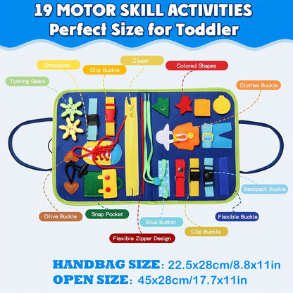 Toiyese 25 in 1 Busy Board Toy - Fine Motor Skills and Sensory Development for Youngsters, Perfect Travel Gift for Christmas and Halloween