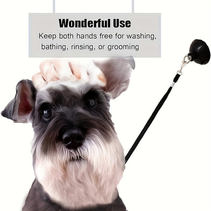 Dog & Cat Bathing Restraint - Suction Cup Anchor with Adjustable Tie-Out Leash for Safe & Easy Grooming