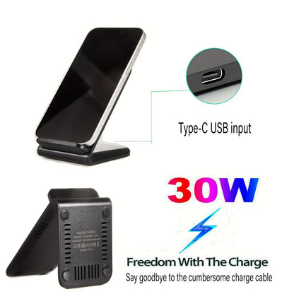 30W Fast Wireless Charger Stand Dock – Compatible with Apple iPhone, Samsung, Android Phones (UK)