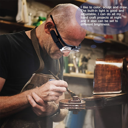 Rechargeable Headband Magnifying Glasses – Adjustable Lamp, Double Slot Lighted Magnifier for Reading, Jewelry, Watch Repair, Craft (Up to 4.5X), Ideal Christmas Gift for the Elderly