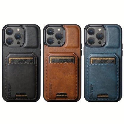 Suteni Luxury PU Leather Card Holder Phone Case - Compatible with iPhone 15 Pro Max, 14 Plus, 13, 12, 11, XR, XS Max