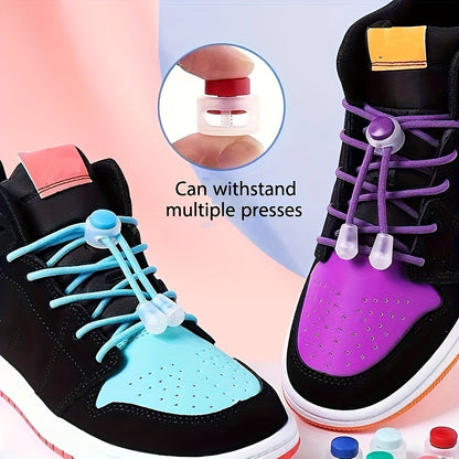 Round No-Tie Elastic Shoelaces – Stretchable Laces for Sneakers, Casual & Skate Shoes
