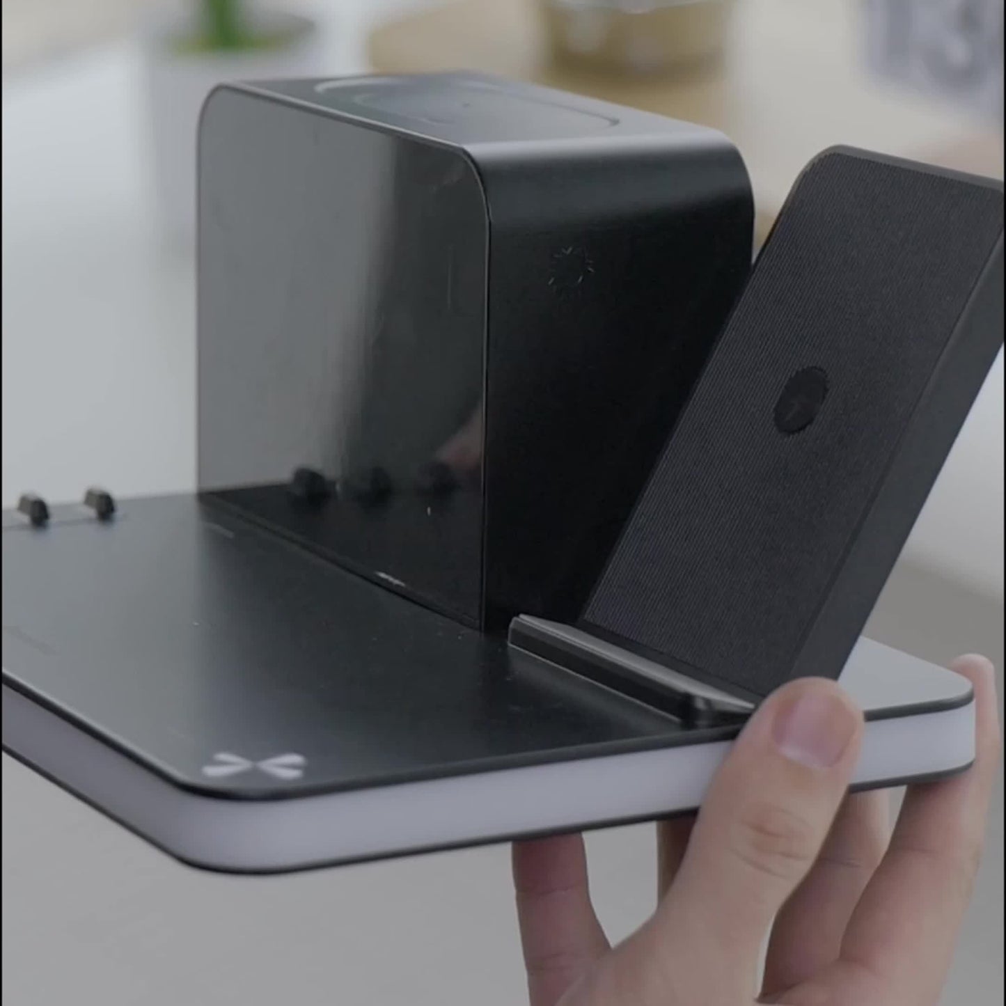 7 in 1 Dual Phone Wireless Charging Station with Night Light – Phone Holder, Time Sync, Week & Temperature Display, 30W Adapter for iPhone, AirPods, and iWatch, Fast Charging Dock with USB-C and USB-A Output