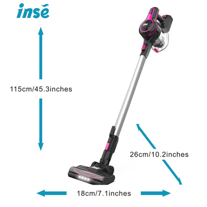 INSE 6 in 1 Cordless Stick Vacuum Cleaner – Lightweight and Powerful, Rechargeable 2200mAh Battery