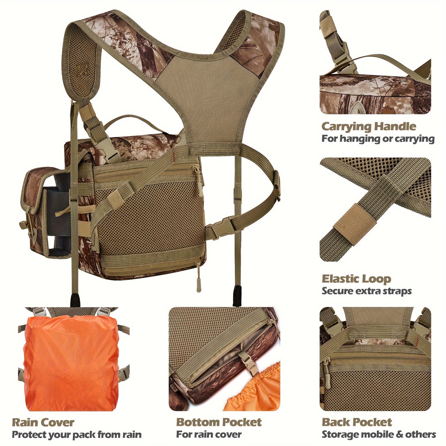 New View Camo Chest Bag with Tassel Detail - Durable Polyester, Ideal for Hunting and Fishing
