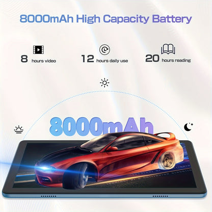 PRITOM 10.1" 2-in-1 Android 14 Tablet - Includes Keyboard, Mouse, Protective Case, Stylus, 128GB ROM, 4GB+4GB RAM, 8MP Dual Camera, 8-Core Processor, 8000mAh Battery, 1280x800 IPS HD Display, Wi-Fi