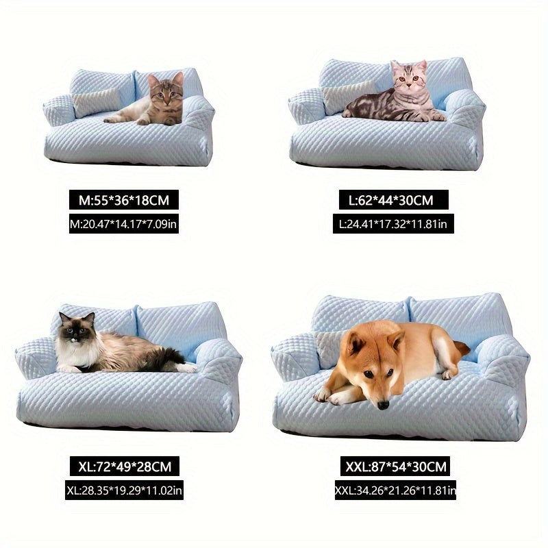 Breathable Ice Silk Pet Sofa Bed for Cats - Removable Polyester Cover, Ideal for Spring / Summer Comfort