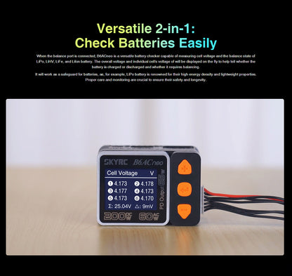 SKYRC B6ACneo Balance Charger - 200W DC, 60W AC, 10A Smart Battery Charger for LiPo LiFe LiIon LiHV NiMH NiCd Pb