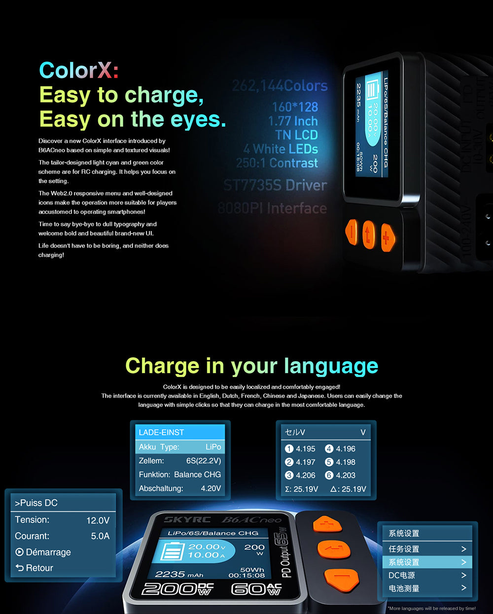 SKYRC B6ACneo Balance Charger - 200W DC, 60W AC, 10A Smart Battery Charger for LiPo LiFe LiIon LiHV NiMH NiCd Pb