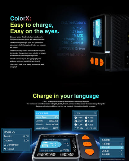 SKYRC B6ACneo Balance Charger - 200W DC, 60W AC, 10A Smart Battery Charger for LiPo LiFe LiIon LiHV NiMH NiCd Pb