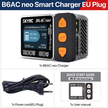 SKYRC B6ACneo Balance Charger - 200W DC, 60W AC, 10A Smart Battery Charger for LiPo LiFe LiIon LiHV NiMH NiCd Pb