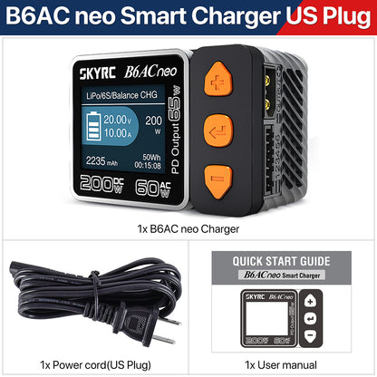 SKYRC B6ACneo Balance Charger - 200W DC, 60W AC, 10A Smart Battery Charger for LiPo LiFe LiIon LiHV NiMH NiCd Pb
