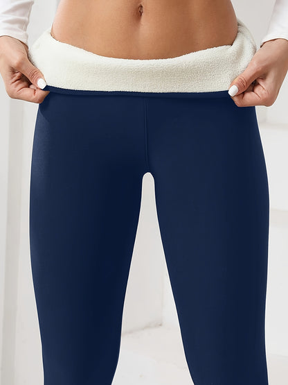 Women's Plush Lined Sherpa Leggings - High-Stretch Yoga Pants for Autumn/Winter, Perfect for Running & Fitness