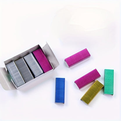 1000pcs Colorful Stapler Set - Universal Office Supplies for Document and Book Stapling, Made of Durable Metal Materials