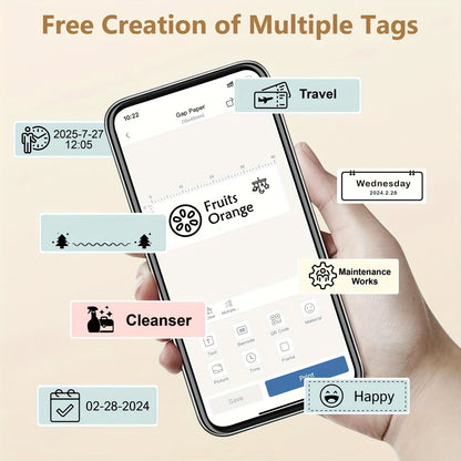 P31S Label Maker Machine with Tape - Portable Wireless Thermal Printer for Office & Home, Mini Sticker Maker with Multiple Templates, White