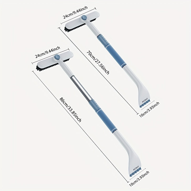 Car Multi-Functional Snow Shovel - Retractable Aluminum Alloy Ice Scraper & Defrost Shovel for Snow Removal