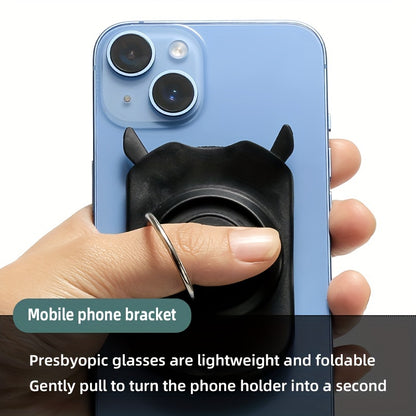 Folding Reading Glasses - Retro Computer Presbyopic Readers with Phone Holder for Men and Women (+1.0 to +4.0)