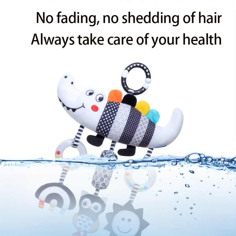 Black and White Animal Wind Chime Plush Toys for Baby Car Seat and Stroller - Soft Hanging Rattle Toy, Ideal Christmas Gift for Infants 0-3 Years