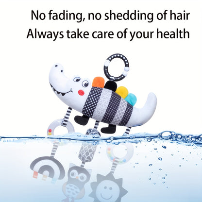 Black and White Animal Wind Chime Plush Toys for Baby Car Seat and Stroller - Soft Hanging Rattle Toy, Ideal Christmas Gift for Infants 0-3 Years