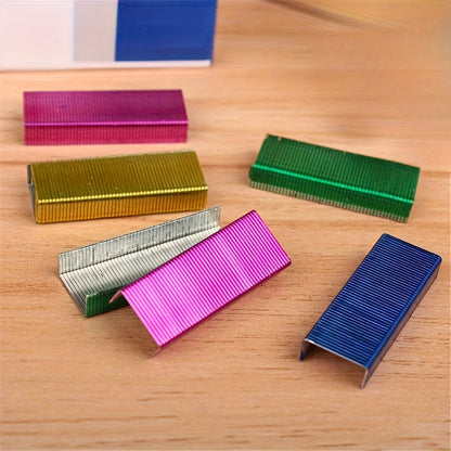 1000pcs Colorful Stapler Set - Universal Office Supplies for Document and Book Stapling, Made of Durable Metal Materials
