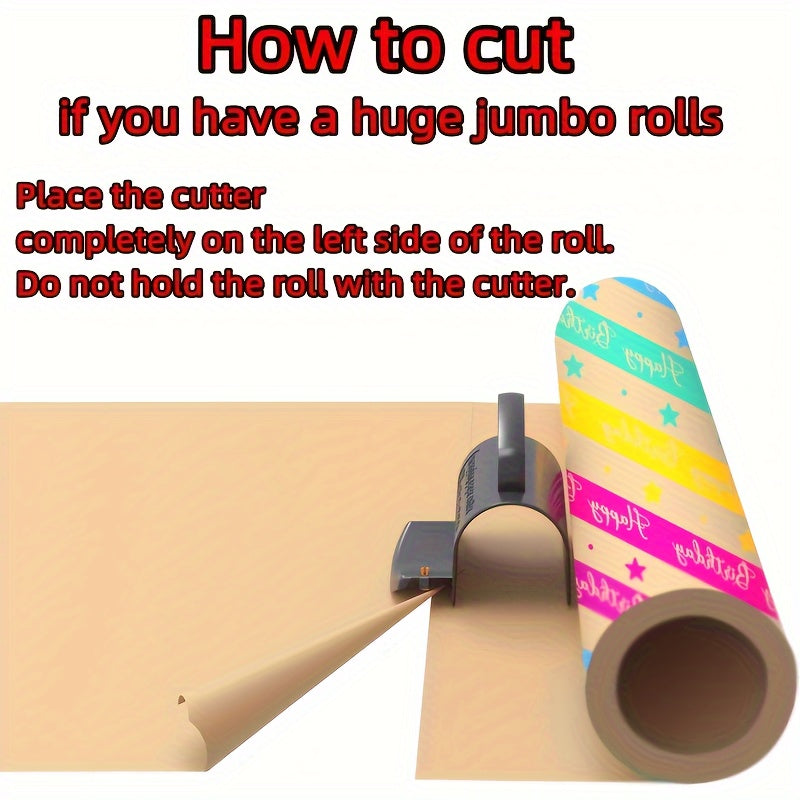 Wrapping Paper Cutter with 3 Replaceable Blade Sets - Birthday & Christmas Gift Wrap Cutter, Paper Roll Cutter with Tube Holder and Sliding Slicing Tool