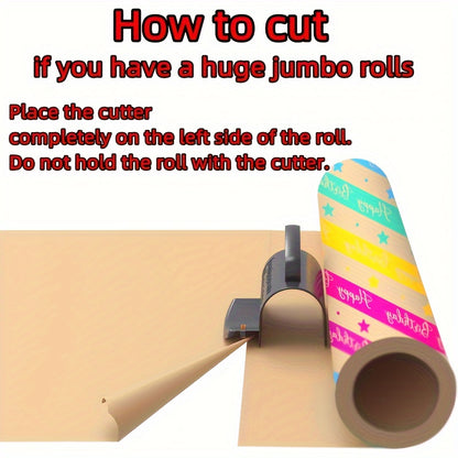 Wrapping Paper Cutter with 3 Replaceable Blade Sets - Birthday & Christmas Gift Wrap Cutter, Paper Roll Cutter with Tube Holder and Sliding Slicing Tool