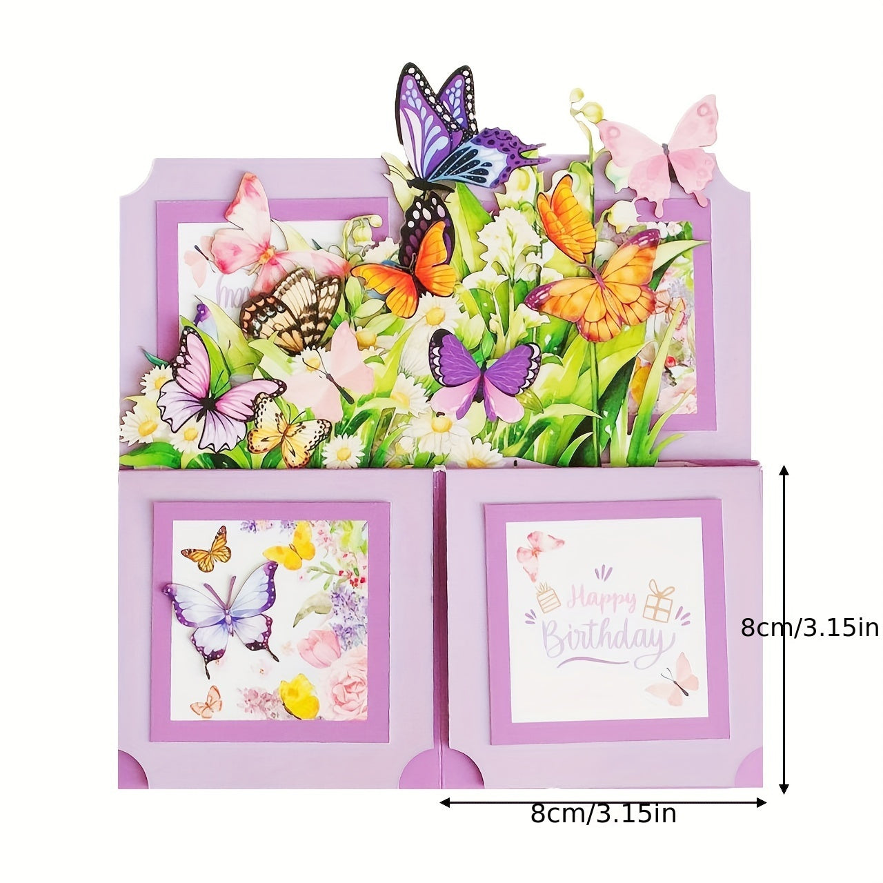 3D Pop-Up Birthday Greeting Card – Floral & Butterfly Design, Handwritten Note Feature, Premium Paper – Perfect for Parents, Friends, Grandparents