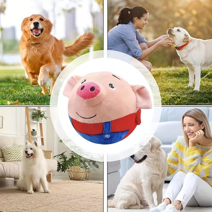 Small USB Interactive Cartoon Pig Plush - Washable Sound Electronic Moving Pet Toy, Active Bouncing Balls for Dogs