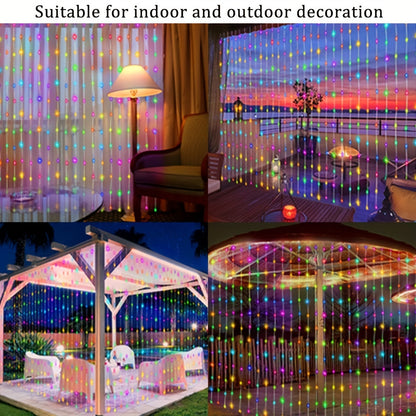 1 Pack LED Solar Curtain String Lights – 100/200/300 Lights, 8 Lighting Modes – Outdoor Decoration for Christmas, Weddings, Patios, Gardens ( Colorful/Warm White/White )