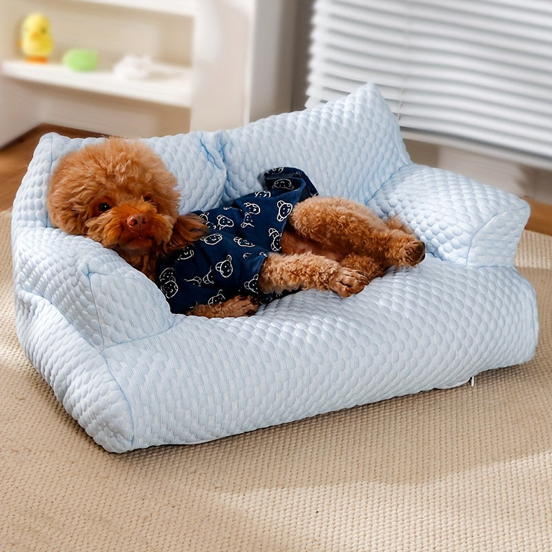 Breathable Ice Silk Pet Sofa Bed for Cats - Removable Polyester Cover, Ideal for Spring / Summer Comfort
