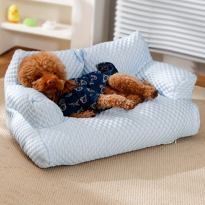 Breathable Ice Silk Pet Sofa Bed for Cats - Removable Polyester Cover, Ideal for Spring / Summer Comfort