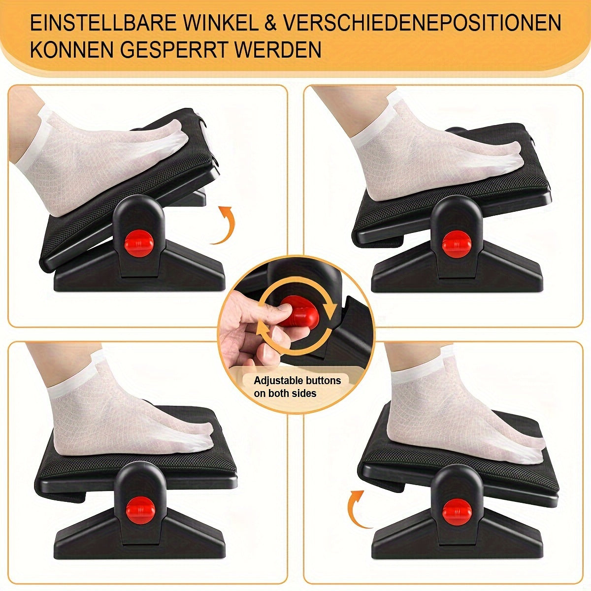 Adjustable Footrest with Removable Cushion - Angle Adjustable, Non-Slip Footstool for Desk, Office, Home, and Travel