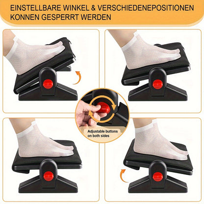 Adjustable Footrest with Removable Cushion - Angle Adjustable, Non-Slip Footstool for Desk, Office, Home, and Travel