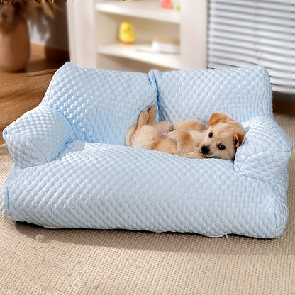 Breathable Ice Silk Pet Sofa Bed for Cats - Removable Polyester Cover, Ideal for Spring / Summer Comfort