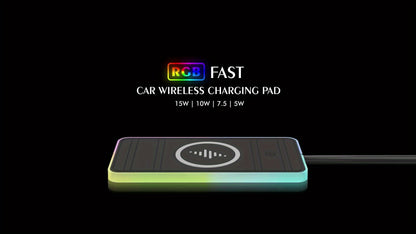 RGB Car Wireless Charger – Ultra-Fast 15W with Anti-Slip Design and Vibrant LED Light – Compatible with iPhone 15/14/13/12, Samsung, Xiaomi