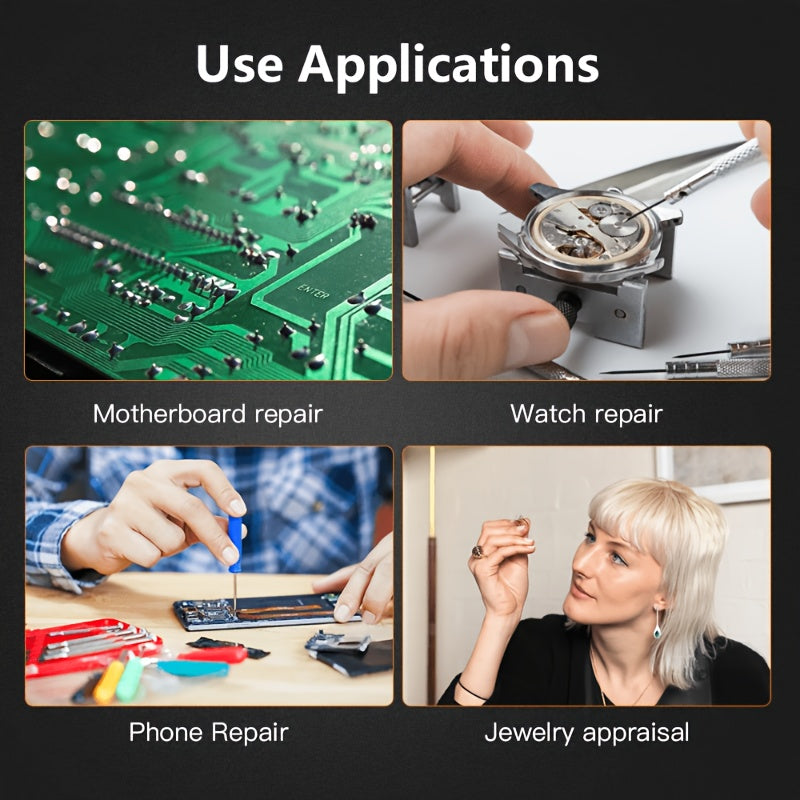 Head-Mounted Magnifier with 2 LED Lights - 10x, 15x, 20x, 25x Lenses for Close Work, Jewelry, Eyelash Extensions, Welding, Handmade & Cross-Stitch